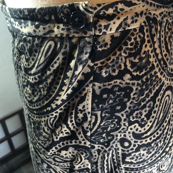 Lauren Ralph Lauren Black Brown Paisley Cotton Flat Front Straight Leg Pants/8P - Picture 4 of 8